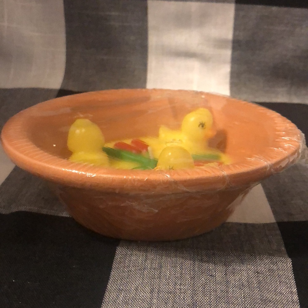 Sale 💚 Vtg Hermitage Pottery Terra Cotta Candle Holder Ducks Rubber Ducky Pond